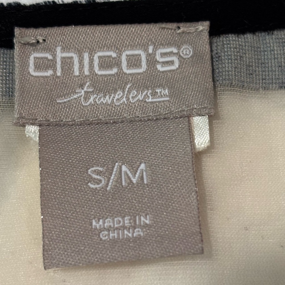 Chico's Cream and Dark blue velvet burn-out Kimono - Picture 3 of 5